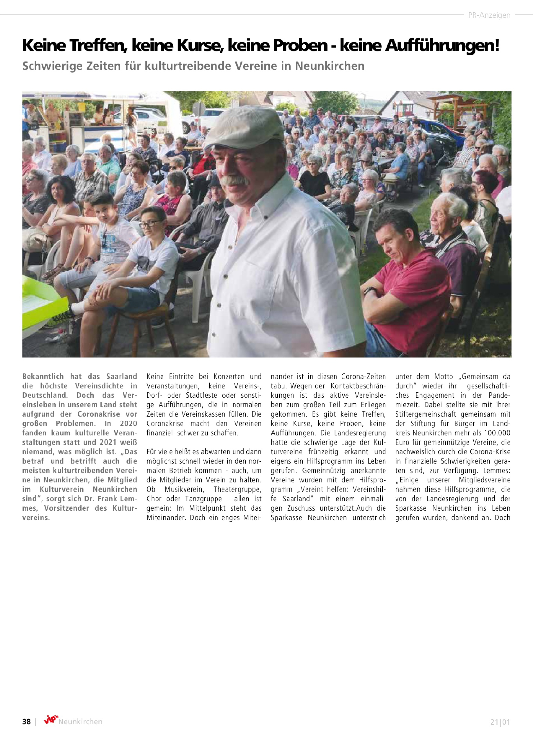 Keine Treffen, keine Kurse, keine Proben - keine Aufführungen!